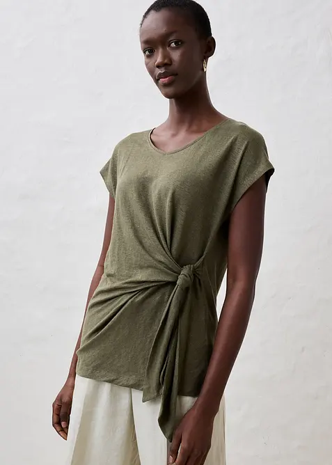 Zavinovací triko z čistého lnu, bonprix