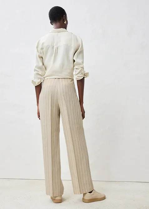 Kalhoty a pásek (2dílná souprava) z čistého lnu, bonprix