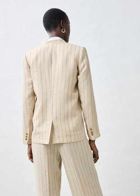 Blejzrový kabátek bez límce, z čistého lnu, bonprix