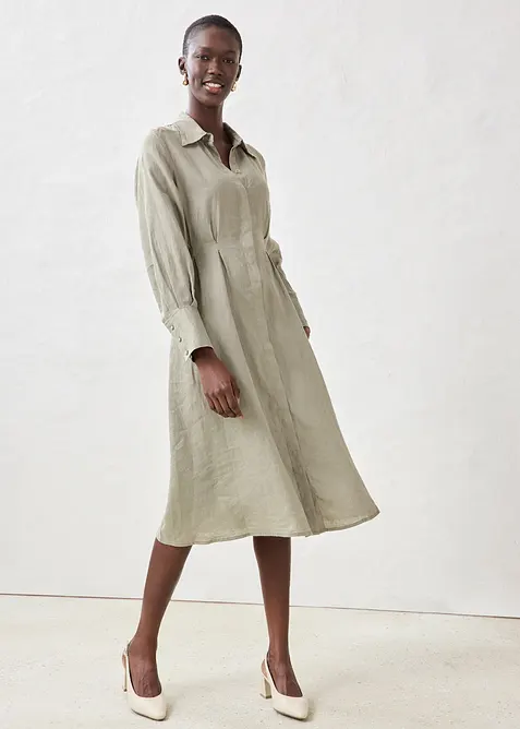 Košilové šaty z čistého lnu, bonprix