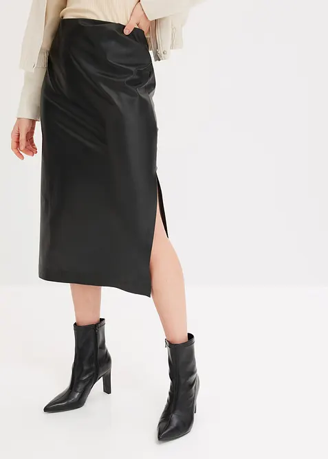 Midi sukně z umělé kůže, bonprix