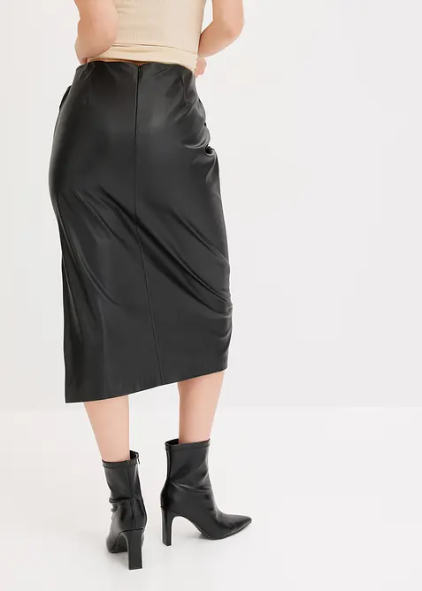 Midi sukně z umělé kůže, bonprix