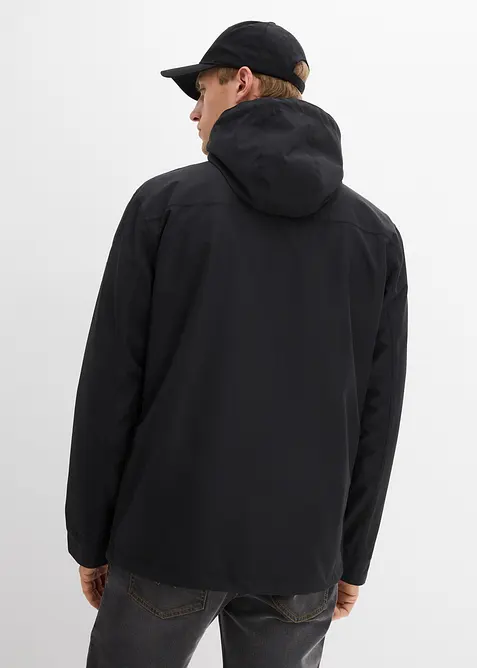 Funkční bunda s vodoodpudivou úpravou, kapucí a s detaily z umělé kůže, bonprix