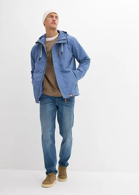 Funkčn&iacute; bunda s vodoodpudivou &uacute;pravou, kapuc&iacute; a s detaily z uměl&eacute; kůže, bonprix