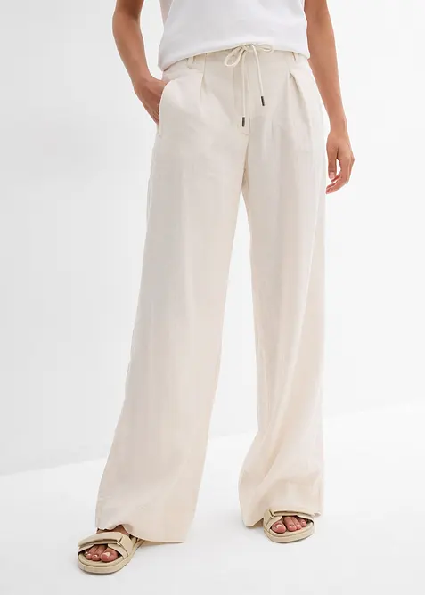 Kalhoty ve stylu paperbag z vzdušné směsi se lnem, bonprix