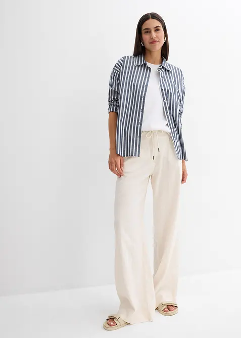 Kalhoty ve stylu paperbag z vzdušné směsi se lnem, bonprix