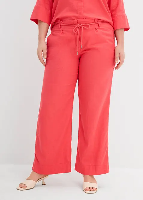 Kalhoty ve stylu paperbag z vzdu&scaron;n&eacute; směsi se lnem, bonprix