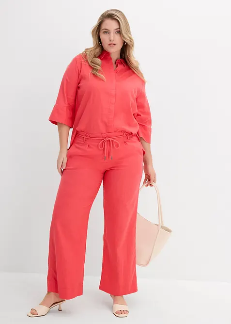 Kalhoty ve stylu paperbag z vzdu&scaron;n&eacute; směsi se lnem, bonprix