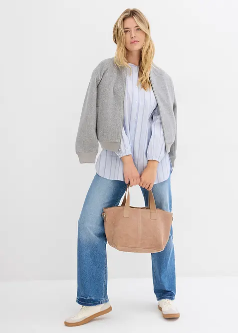 Dlouh&aacute; halenka z bavlněn&eacute;ho popel&iacute;nu, bonprix