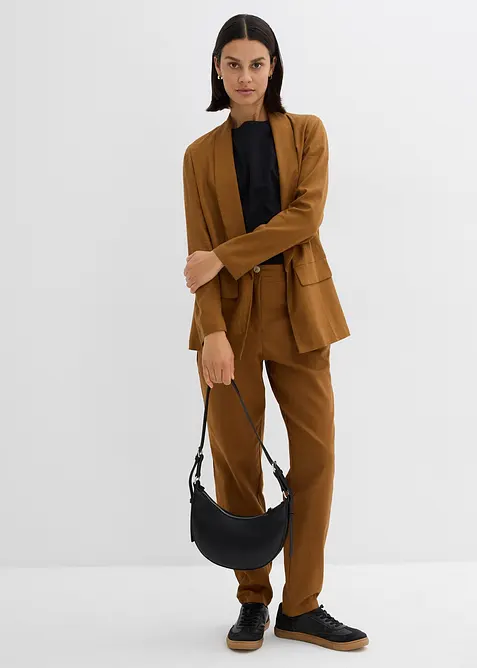 Kalhoty s vysokým pasem, ze směsi lnu a viskózy, bonprix