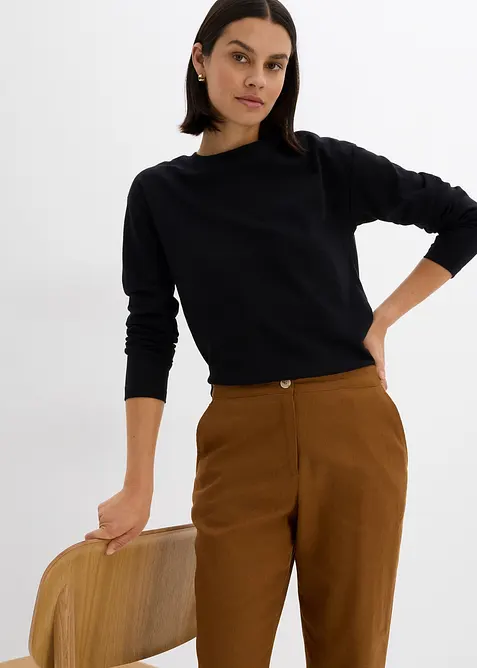 Kalhoty s vysokým pasem, ze směsi lnu a viskózy, bonprix