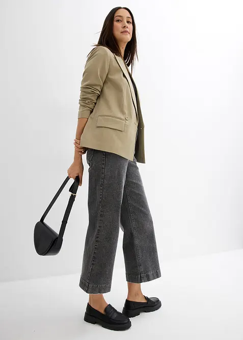 Zkr&aacute;cen&eacute; dž&iacute;ny, Wide Leg, High Waist, bonprix