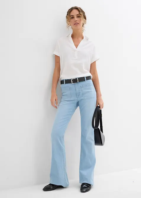 Halenka s krátkým rukávem, ze vzdušného mušelínu, bonprix