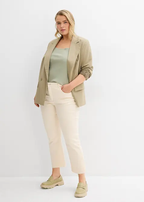 Džíny Flared, High Waist, zkrácené, bonprix