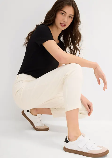 Džíny Mom, High Waist, nízký podíl streče, zkrácené, bonprix