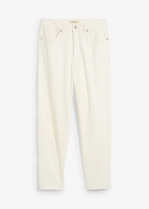 Džíny Mom, High Waist, nízký podíl streče, zkrácené, bonprix