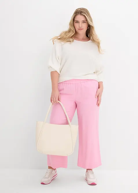 Kalhoty Culotte z jemn&eacute; visk&oacute;zov&eacute; směsi, bonprix