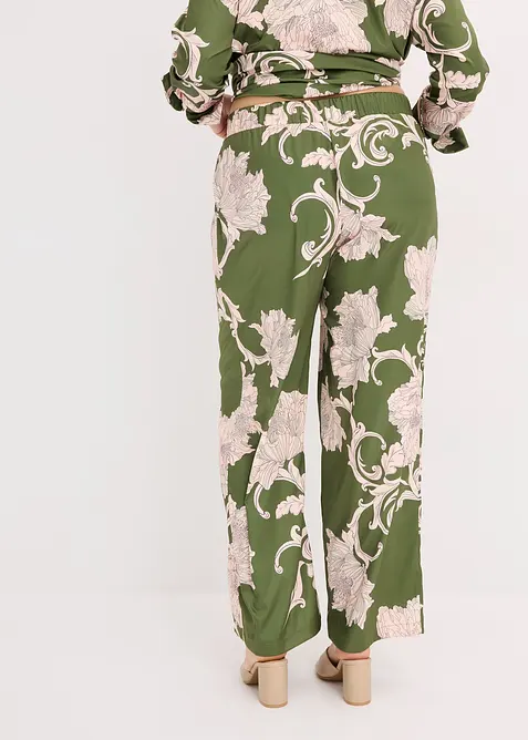 Palazzo kalhoty ze spl&yacute;vav&eacute;ho sat&eacute;nu, bonprix