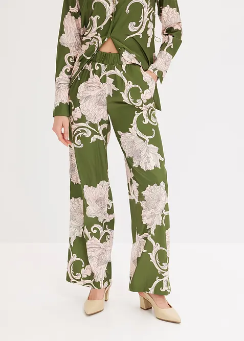 Palazzo kalhoty ze splývavého saténu, bonprix