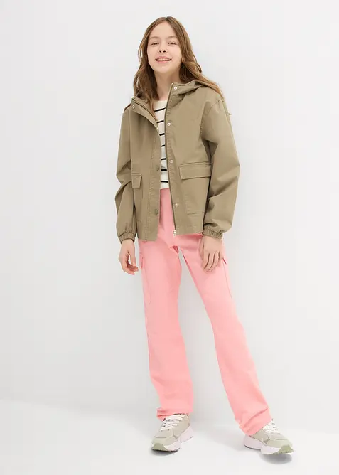 Keprová bunda s nakládanými kapsami a kapucí, bonprix