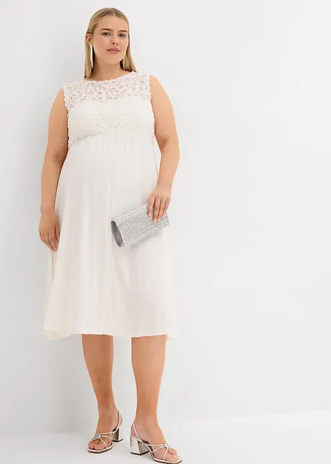 Těhotenské šaty s krajkou a elastickým zadním dílem, bonprix