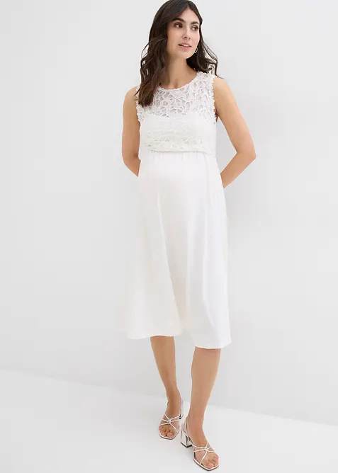 Těhotenské šaty s krajkou a elastickým zadním dílem, bonprix