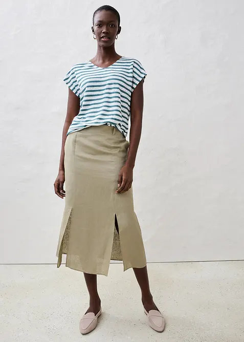 Tričko z čist&eacute;ho lnu, s netop&yacute;ř&iacute;mi ruk&aacute;vy, bonprix