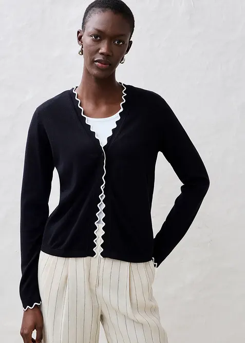 Kab&aacute;tek z jemn&eacute;ho &uacute;pletu s pod&iacute;lem hedv&aacute;b&iacute;, bonprix