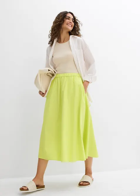 Midi sukně ze lněné směsi, bonprix