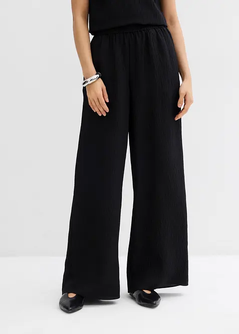 Kalhoty ze strukturované viskózové směsi se zmačkanou úpravou, bonprix