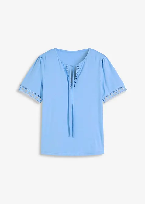 Úpletová tunika s krajkovým pásem, bonprix