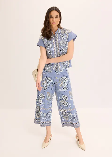 Žerzejové kalhoty s kašmírovým potiskem, bonprix