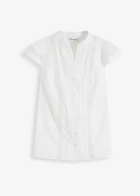 Halenkový top s dírkovanou výšivkou, z čisté bavlny, bonprix