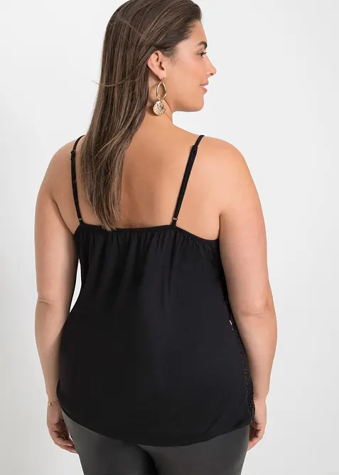 Top s úzkými ramínky a s pajetkami, z měkké směsi s viskózou, bonprix