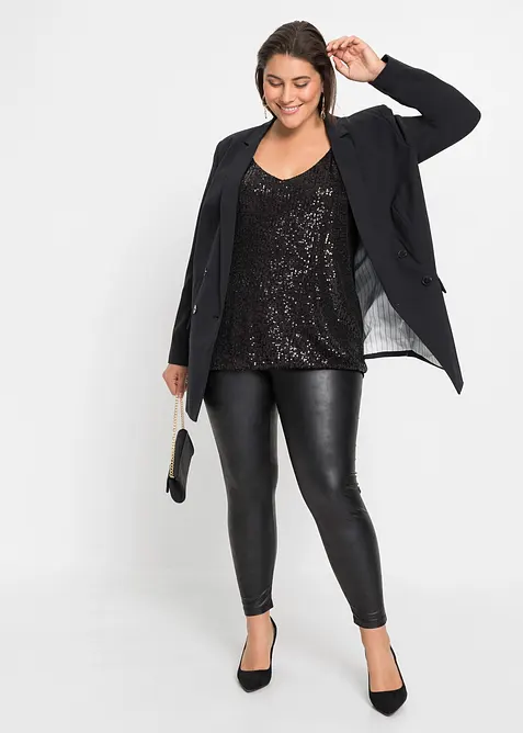 Top s úzkými ramínky a s pajetkami, z měkké směsi s viskózou, bonprix