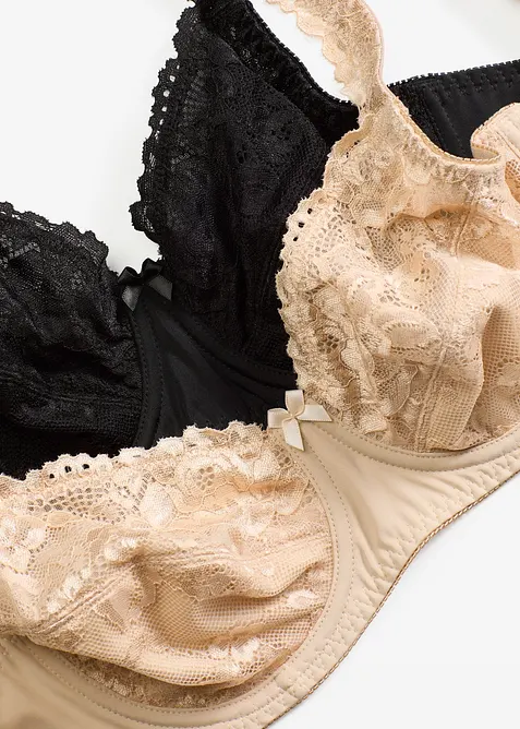 Podprsenka s kosticemi a jemnou krajkou (2 ks v balení), bonprix