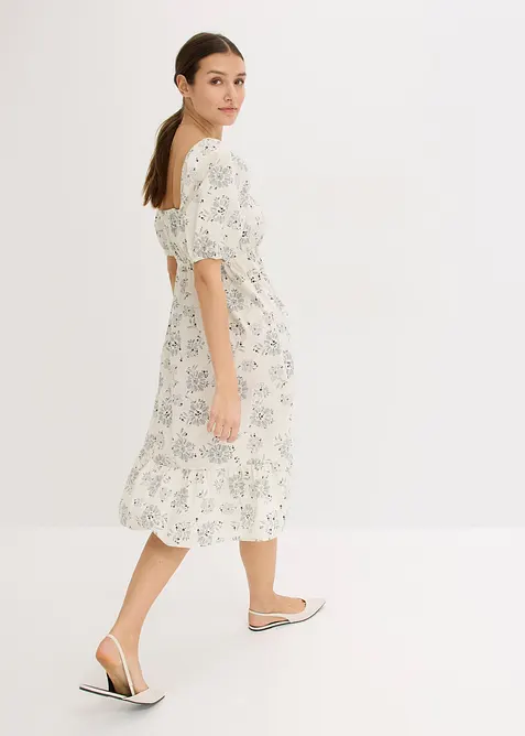 Midi šaty s nabíranými rukávy, bonprix