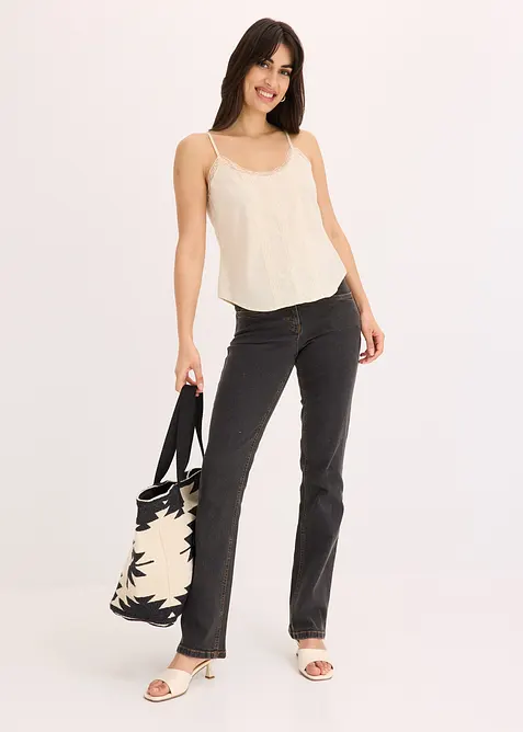 Halenkový top s dírkovanou výšivkou, z čisté bavlny, bonprix