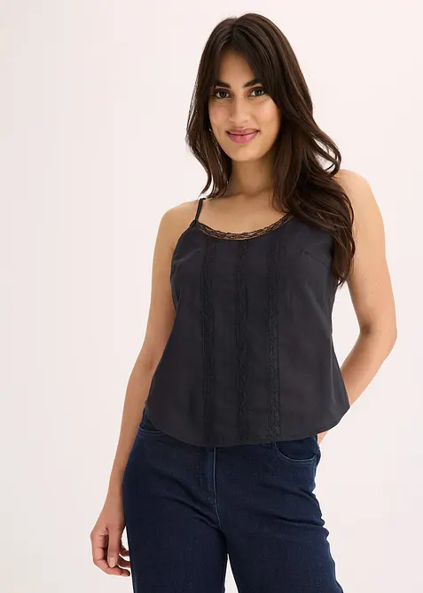 Halenkový top s dírkovanou výšivkou, z čisté bavlny, bonprix