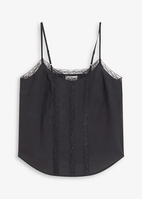 Halenkový top s dírkovanou výšivkou, z čisté bavlny, bonprix