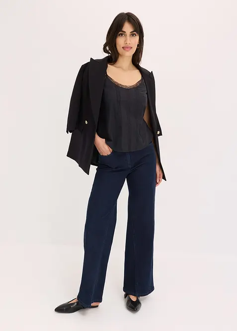 Halenkový top s dírkovanou výšivkou, z čisté bavlny, bonprix