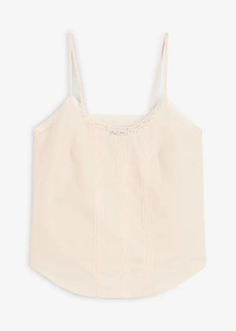 Halenkový top s dírkovanou výšivkou, z čisté bavlny, bonprix