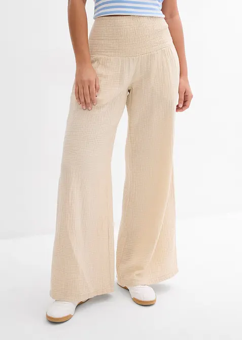 Palazzo kalhoty z mušelínu, bonprix