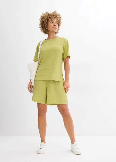 Šortky bez zapínání, z krepu s efektem stromové kůry, bonprix