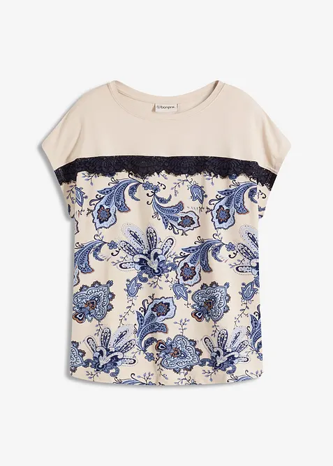 Oversize triko s krajkovou légou, bonprix