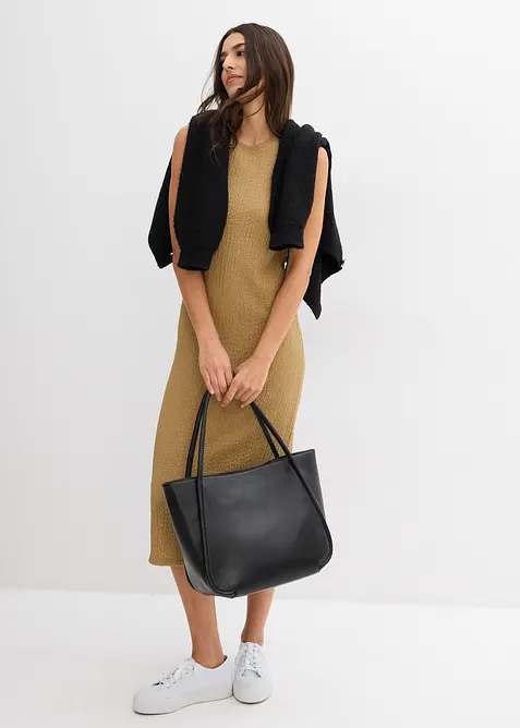 Žerzejové šaty z krepu s efektem stromové kůry, bonprix