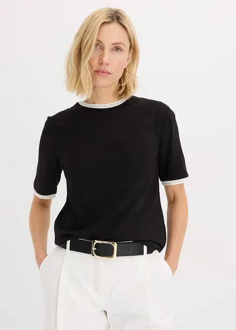 Triko s krajkov&yacute;m pr&yacute;mkem, bonprix