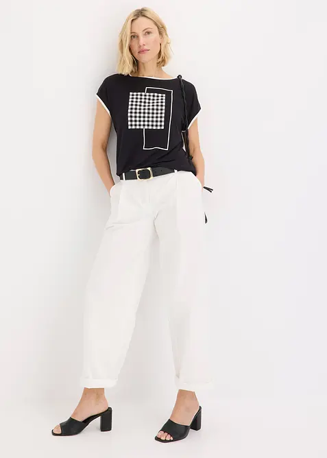 Tričko s natištěným motivem a kontrastními paspulkami, bonprix