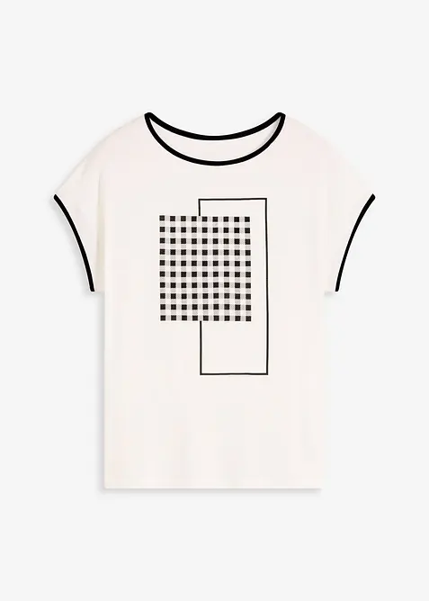 Tričko s nati&scaron;těn&yacute;m motivem a kontrastn&iacute;mi paspulkami, bonprix