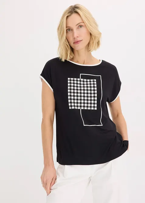 Tričko s natištěným motivem a kontrastními paspulkami, bonprix